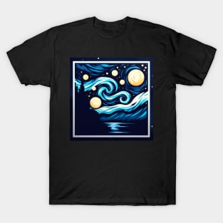 Modern Seaside Starry Night T-Shirt